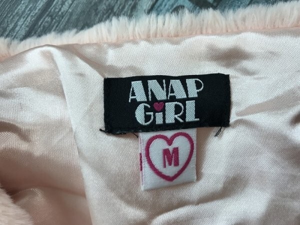 ANAP GIRL アナップ キッズ もこもこ フリース スナップボタン ジャケット M ポリエステル 薄いピンク_画像2