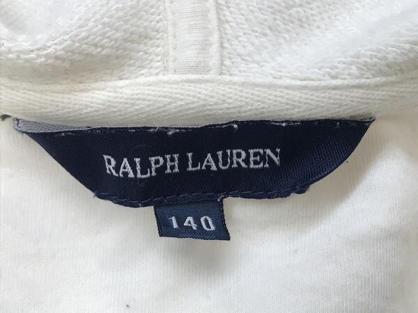 RALPH LAUREN ラルフローレン キッズ 薄手 ジップパーカー 140 白_画像2