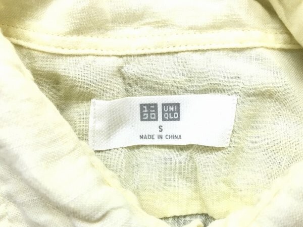 UNIQLO ユニクロ レディース 薄手 リネンシャツ S 黄色_画像2