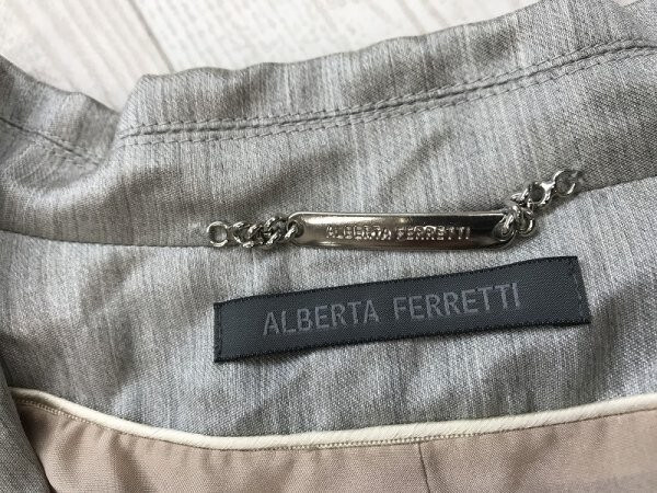 ALBERTA FERRETTI Alberta * Ferretti thin jacket * skirt * pants suit top and bottom setup 3 point set USA6 gray 