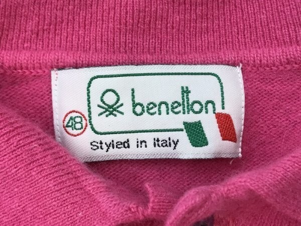 BENETTON ベネトン レディース イタリア製 ニット 長袖ポロシャツ 48 マゼンタ_画像2