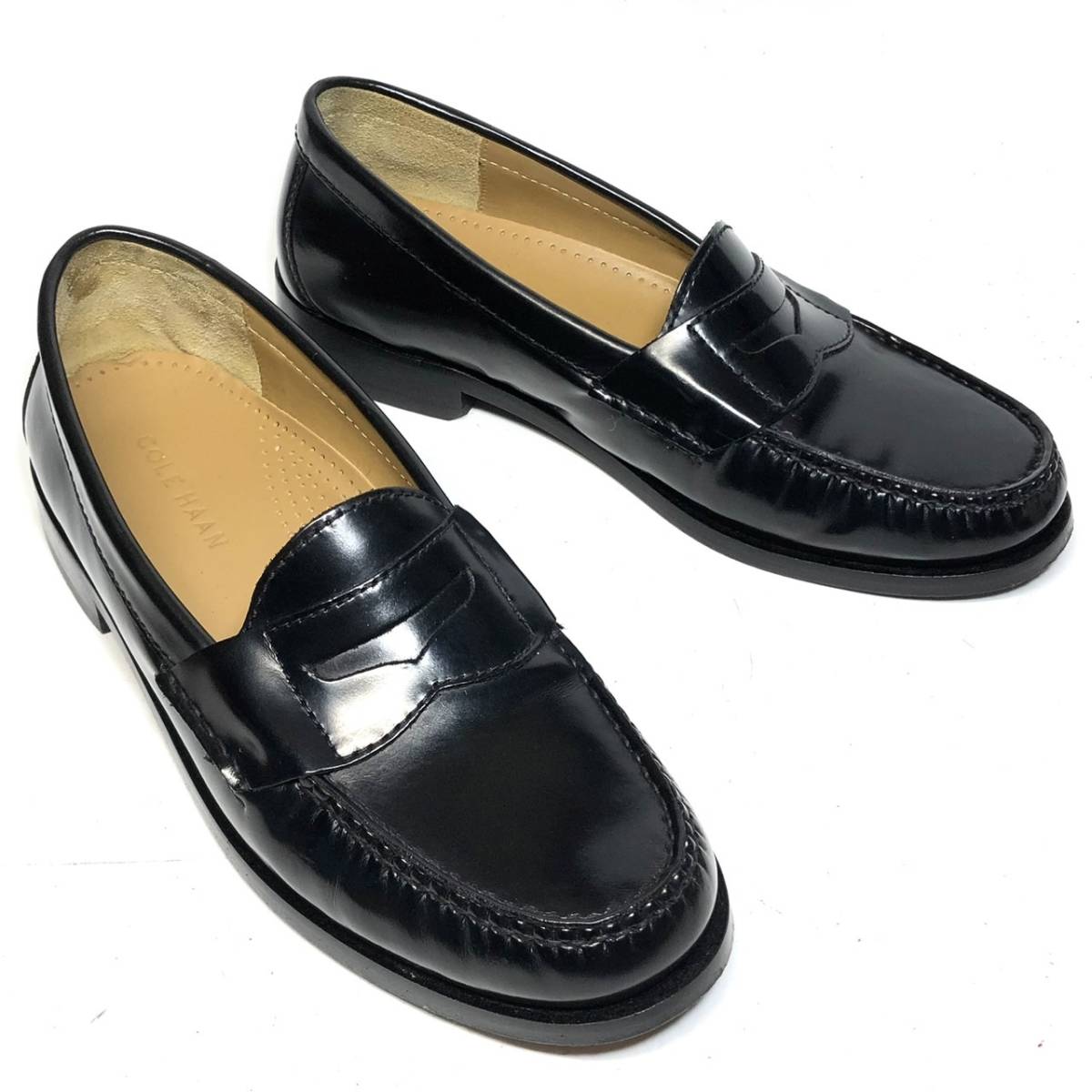 管理I9■COLE HAAN 7D メンズ 黒 ブラック コインローファー コールハーン 革靴 レザー シューズ 本革 中古*Ba167の画像8