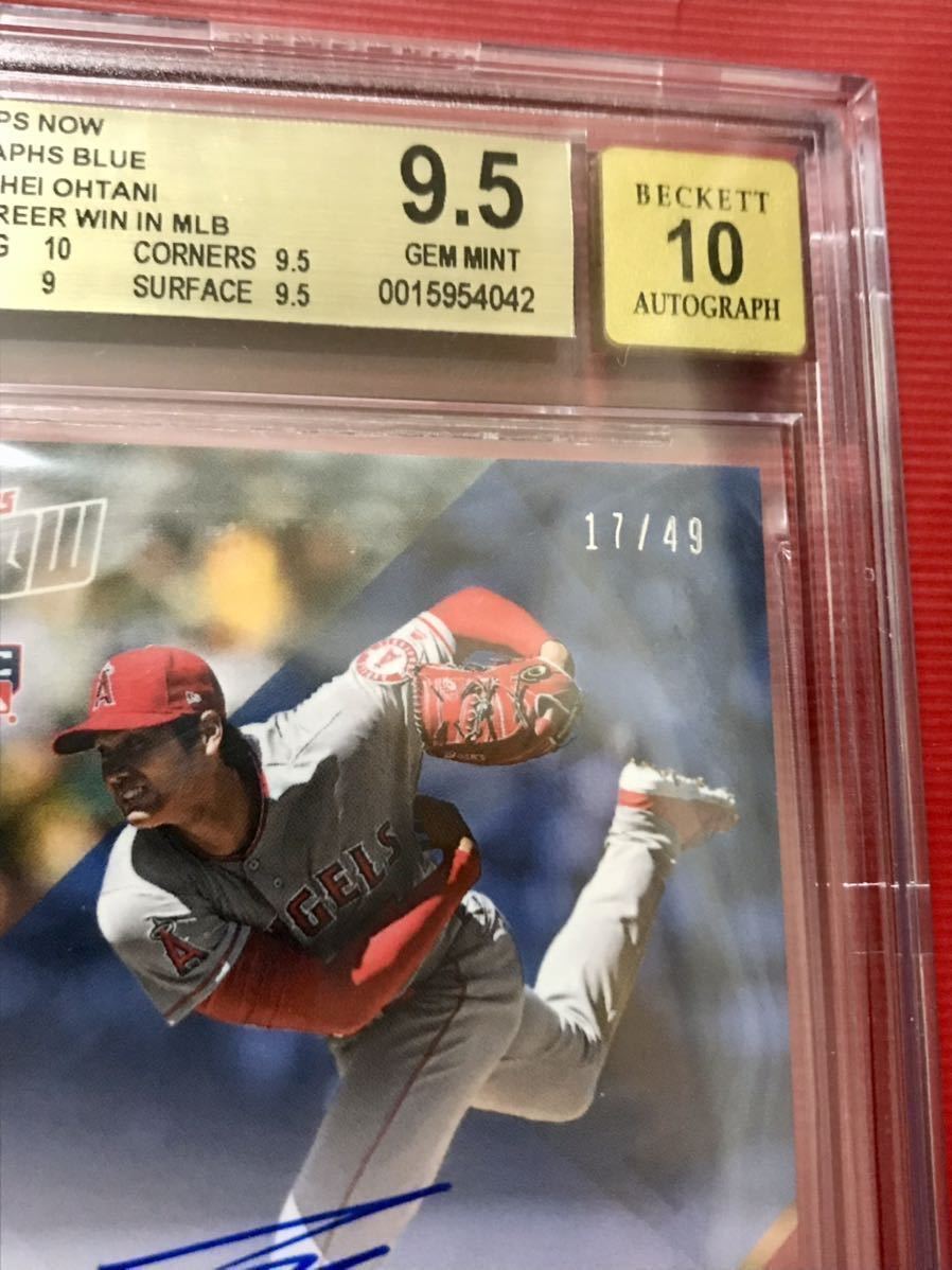 ☆ルーキー初勝利☆No.17ジャージナンバー大谷翔平 直筆サインカード ohtani shohei auto card topps now 2018年 直書きBGS鑑定 WBC MVP_画像3