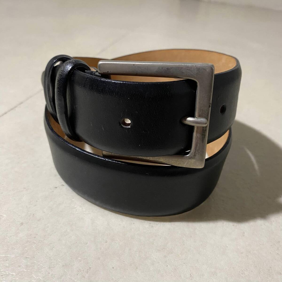  beautiful goods BARNEYS NEWYORK Barneys New York leather belt black MADE IN ITALY belt [S]