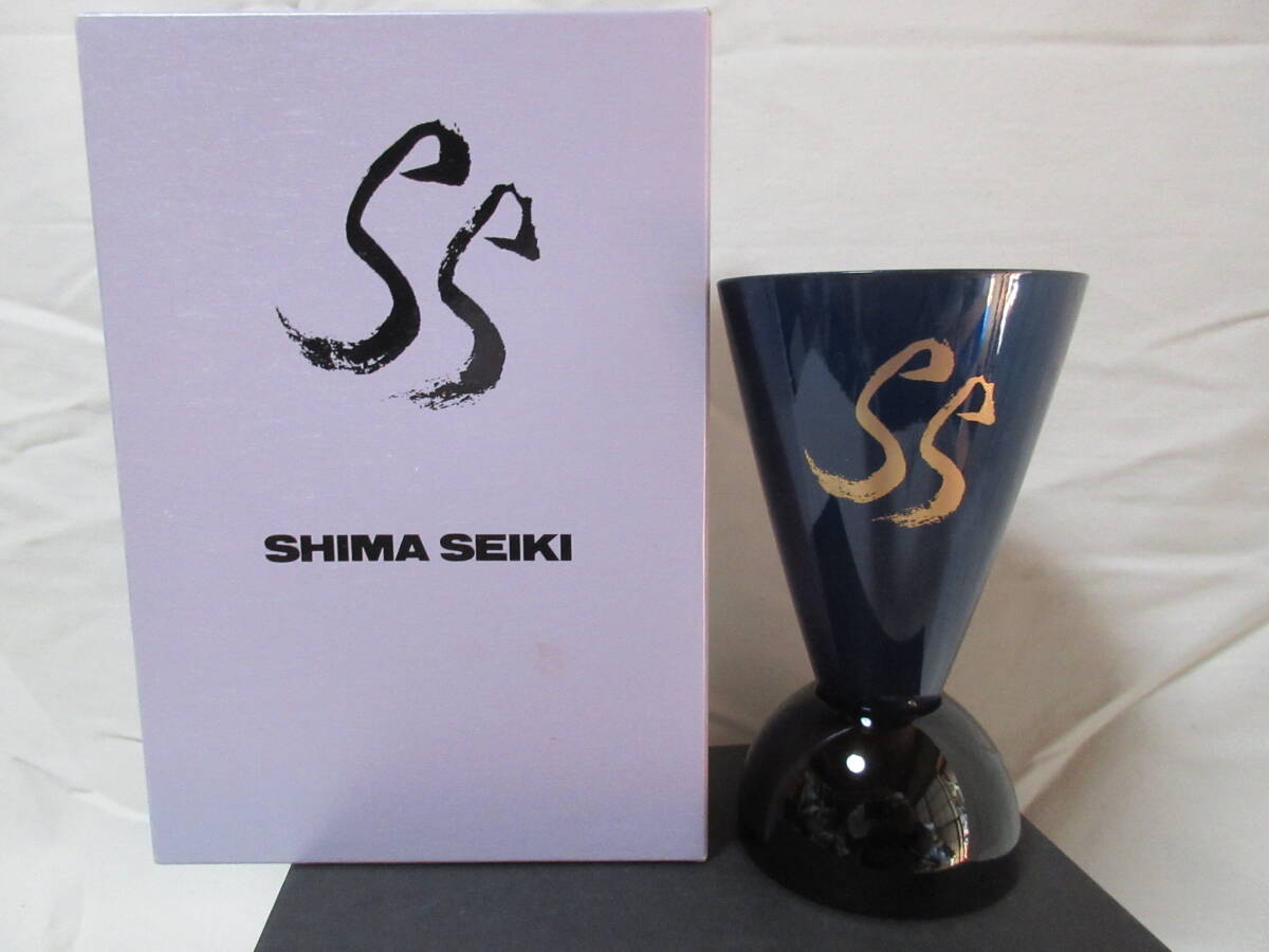 ◆未使用　SHIMA SEIKI　オリジナル　紀州漆器　乾杯カップ（ブルーメタリック）1客　元箱付_画像1