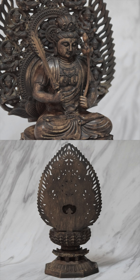 虚空蔵菩薩 木彫り 仏像 座像 仏教美術 置物 フィギュア 虚空蔵菩薩像 木彫 仏像 415a_画像3