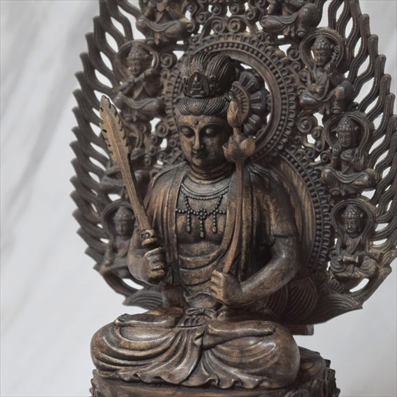 虚空蔵菩薩 木彫り 仏像 座像 仏教美術 置物 フィギュア 虚空蔵菩薩像 木彫 仏像 415a