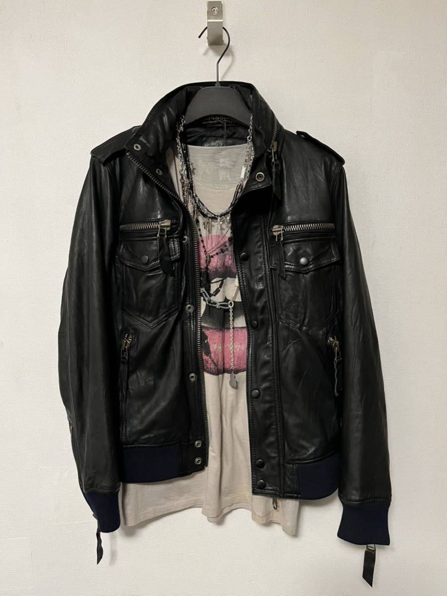00s rare Japanese label design real leather jacket archive