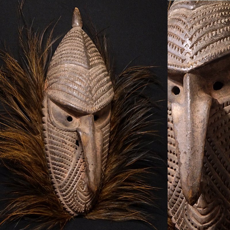慶應◆パプアニューギニア先住民族美術 セピック(ラム)族 木彫仮面 マスクプリミティブアート 一点物_画像1