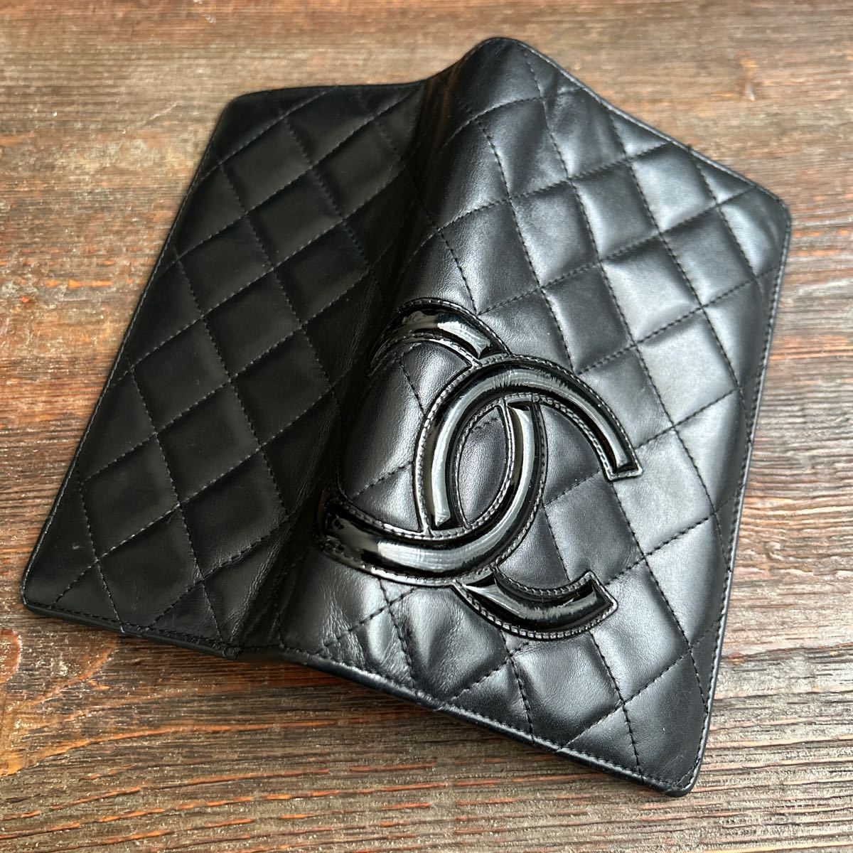 CHANEL 長財布 カンボンライン シャネル 財布 ブラック レザー 黒　ピンク　12番台　ブティックシール_画像2