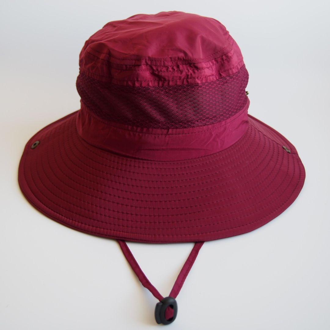帽子 レディース つば広 日焼け防止 紫外線対策 サファリハット ワインカラー_画像2