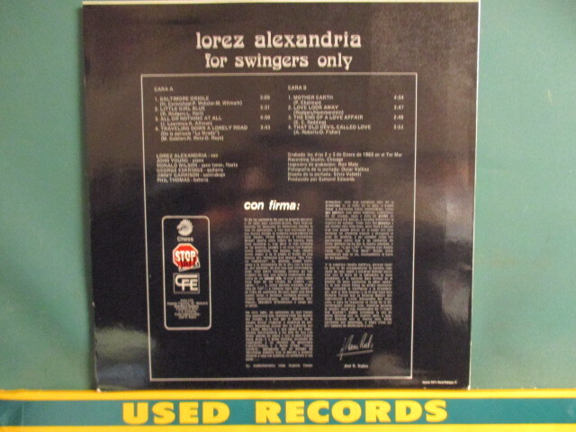 Lorez Alexandria ： For Swingers Only LP (( Jazz Vocal ジャズボーカル / Chess / 落札5点で送料当方負担_画像2