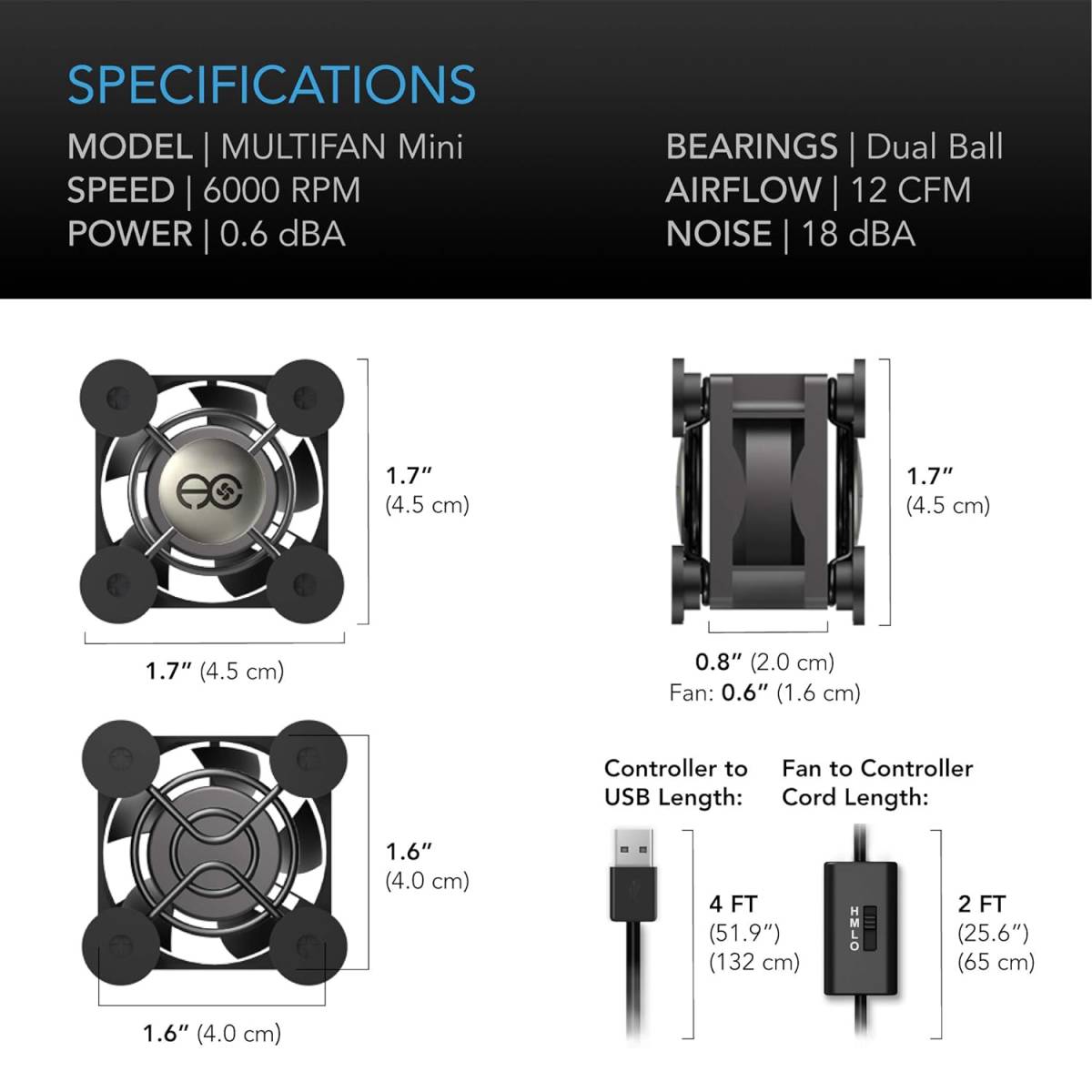 [ не использовался товар ]AC Infinity MULTIFAN Mini AC Infinity мульти- вентилятор Mini 40mm×20mm USB охлаждающий вентилятор 3 -ступенчатый регулировка возможность HDD/NAS охлаждающий для 