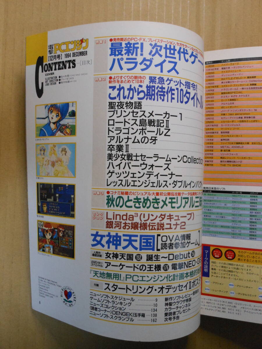 電撃PCエンジン 1994年12月号　ときめきメモリアル　卒業Ⅱ プリンセスメーカー　スターリング・オデッセイピンナップつき　水玉蛍之丞_画像2