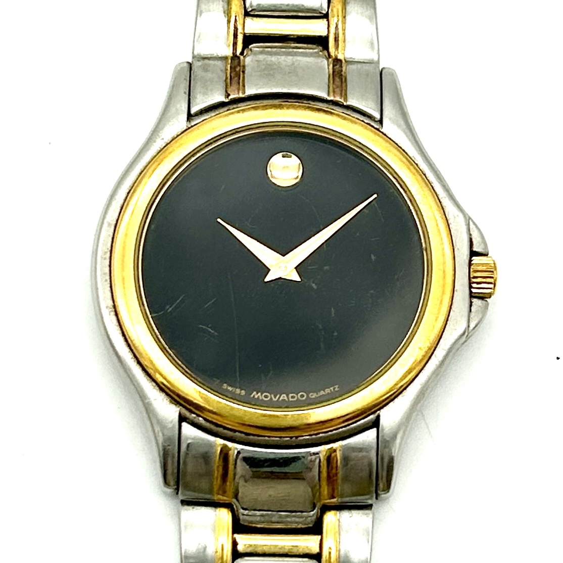 TY0938■【電池交換済 / 稼働】MOVADO モバード クォーツ 時計 腕時計 ウォッチ ２針 8878319 黒文字盤 ブランド 中古_画像2