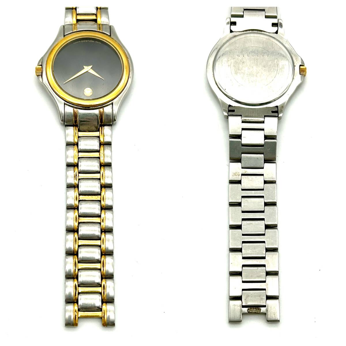 TY0938■【電池交換済 / 稼働】MOVADO モバード クォーツ 時計 腕時計 ウォッチ ２針 8878319 黒文字盤 ブランド 中古_画像6