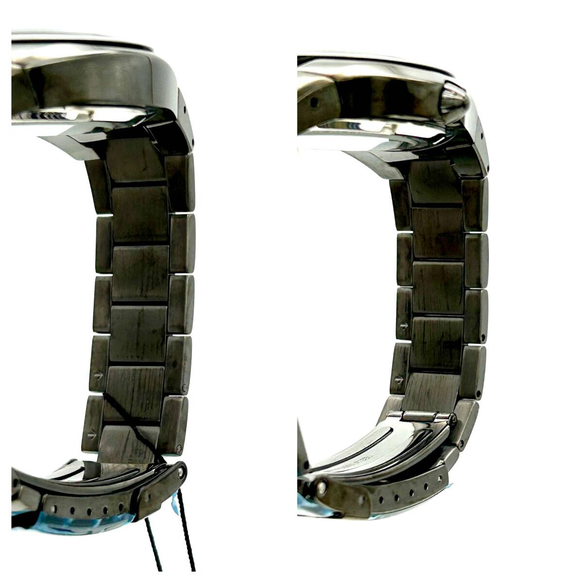 105S■ 【稼働】GSX 900 BTS ジーエスエックス 5周年記念 時計 腕時計 デイト AT 自動巻き カレンダー シルバー ブルー文字盤 3針_画像8