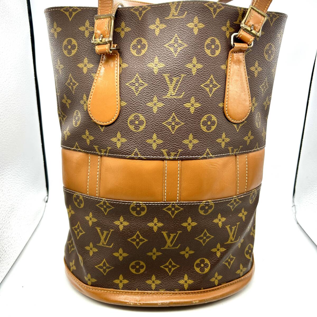 TY1015■ LOUIS VUITTON ルイヴィトン モノグラム バケットGM T42238 USA アメリカ製 限定 バケツ型 トートバッグ レザー 紙タグ有 _画像2