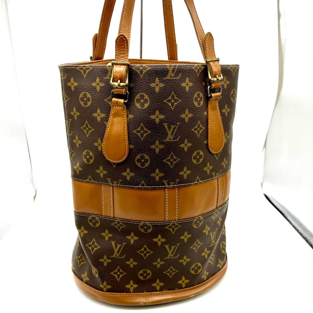 TY1015■ LOUIS VUITTON ルイヴィトン モノグラム バケットGM T42238 USA アメリカ製 限定 バケツ型 トートバッグ レザー 紙タグ有 _画像1