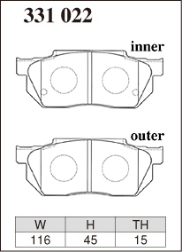 ディクセル ブレーキパッド シビック EY2 KPタイプ フロント左右セット 331022 DIXCEL ブレーキパット_画像2