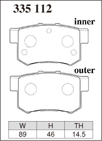 ディクセル ブレーキパッド S2000 AP1/AP2 RDタイプ リア左右セット 335112 DIXCEL ブレーキパット_画像2