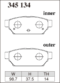 ディクセル ブレーキパッド ミニカ H36A Zタイプ リア左右セット 345134 DIXCEL ブレーキパット_画像2