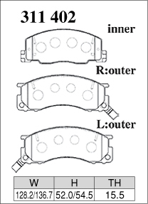 ディクセル ブレーキパッド ライトエース/マスターエース/タウンエース M80系 Mタイプ フロント左右セット 311402 DIXCEL ブレーキパット_画像2