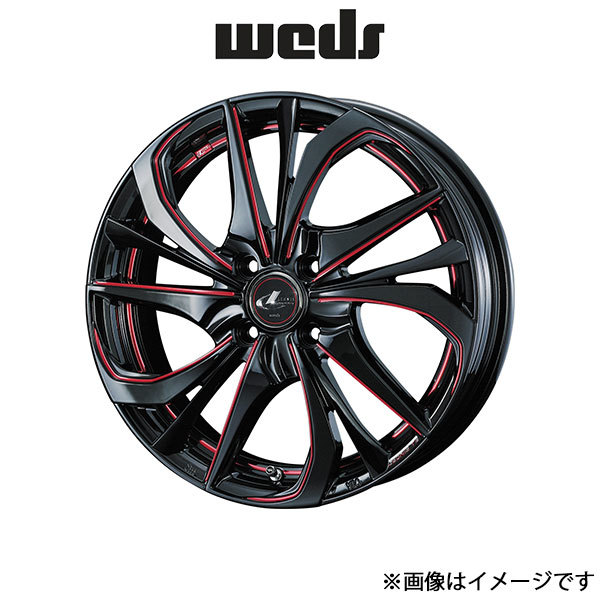 ウェッズ レオニス TE アルミホイール 4本 ハスラー MR52S/MR92S 15インチ ブラック/SCマシニング[レッド] 0038740 WEDS LEONIS TE_画像1