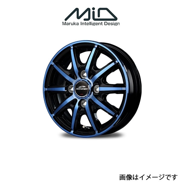 MID シュナイダー RX10-K アルミホイール 1本 ムーヴキャンバス LA800S/LA810S(14×4.5J 4-100 INSET45 ブラック/ブルー)SCHNEIDER