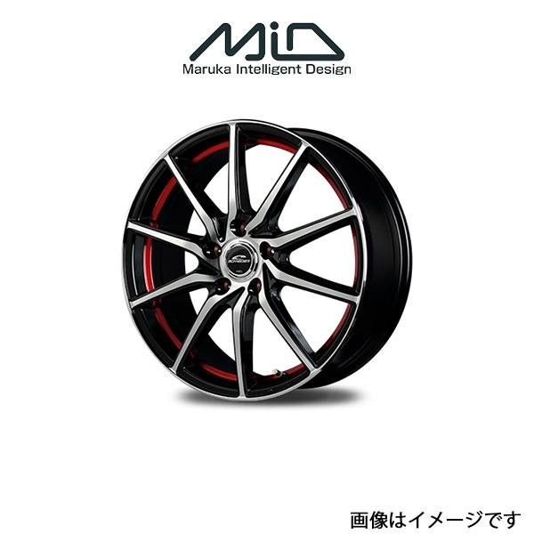 MID シュナイダー RX810 アルミホイール 1本 レガシーB4 BM系(17×7J 5-100 INSET50 ブラックポリッシュ/アンダーカットレッド)SCHNEIDER_画像1