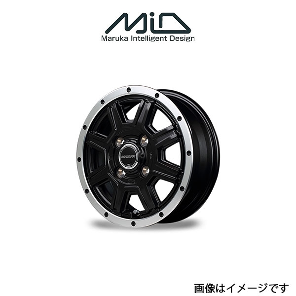 MID ロードマックス WF8 アルミホイール 1本 プレオ L275F/L285F(14×4.5J 4-100 INSET43 セミグロスブラック+フランジポリッシュ)ROADMAX_画像1