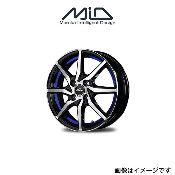 MID シュナイダー RX810 アルミホイール 1本 R2 RC系(14×4.5J 4-100 INSET45 ブラックポリッシュ/アンダーカットブルー)SCHNEIDER RX810