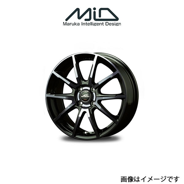 MID シュナイダー DR01 アルミホイール 1本 タフト LA900系(14×4.5J 4-100 INSET43 ブラックポリッシュ+ダークブルークリア)SCHNEIDER