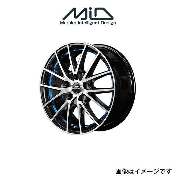 MID シュナイダー RX27 アルミホイール 1本 ミラジーノ L650/L660(15×4.5J 4-100 INSET45 ブラック/ブルー)SCHNEIDER_画像1