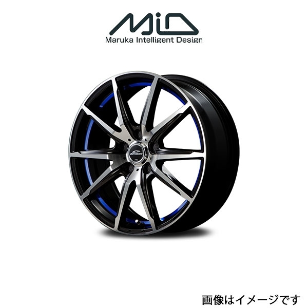 MID シュナイダー RX 02 アルミホイール 1本 アルファード/ヴェルファイア 20系(18×7J 5-114.3 INSET48 ブラック/ブルー)SCHNEIDER_画像1