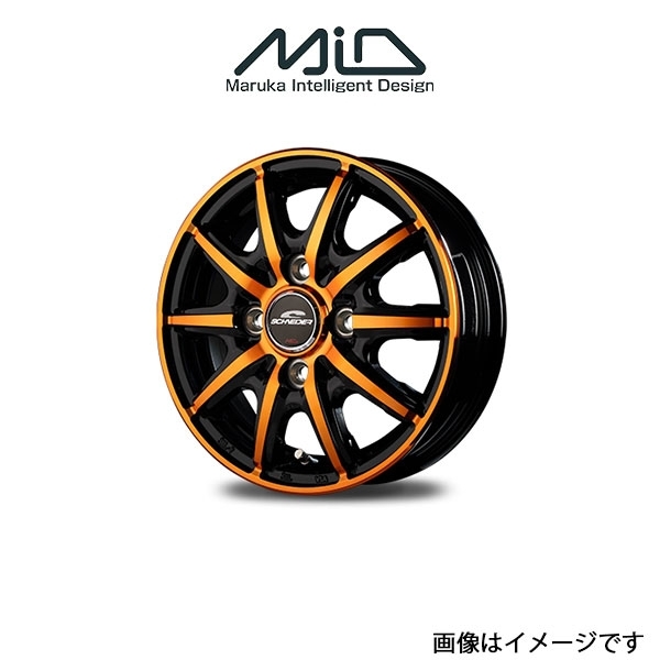 MID シュナイダー RX10-K アルミホイール 1本 ミライース 350/360系(14×4.5J 4-100 INSET45 ブラックポリッシュ/オレンジ)SCHNEIDER_画像1