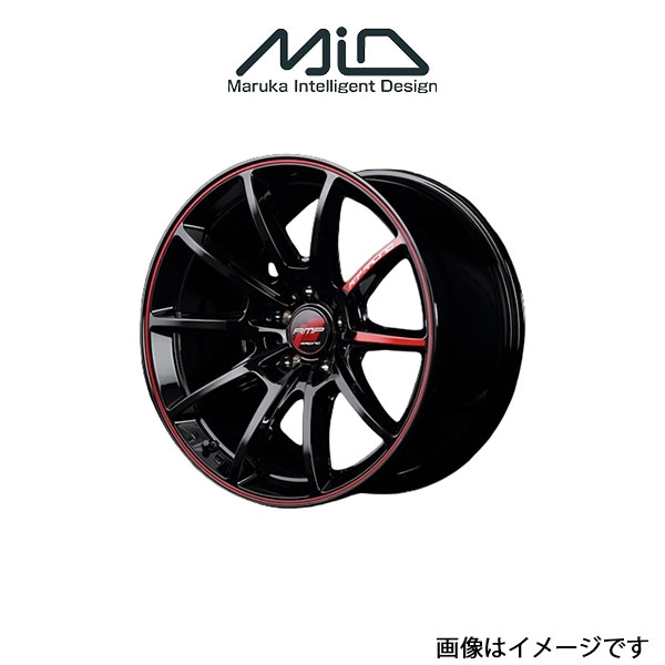 MID RMPレーシング R25 アルミホイール 1本 バレーノ 32S/42S(16×6J 4-100 INSET43 ブラック/リムレッドライン)RMP RACING R25_画像1