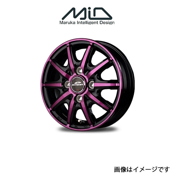 MID シュナイダー RX10-K アルミホイール 1本 ライフ JB5/JB6/JB7/JB8(14×4.5J 4-100 INSET45 ブラックポリッシュ/パープル)SCHNEIDER_画像1