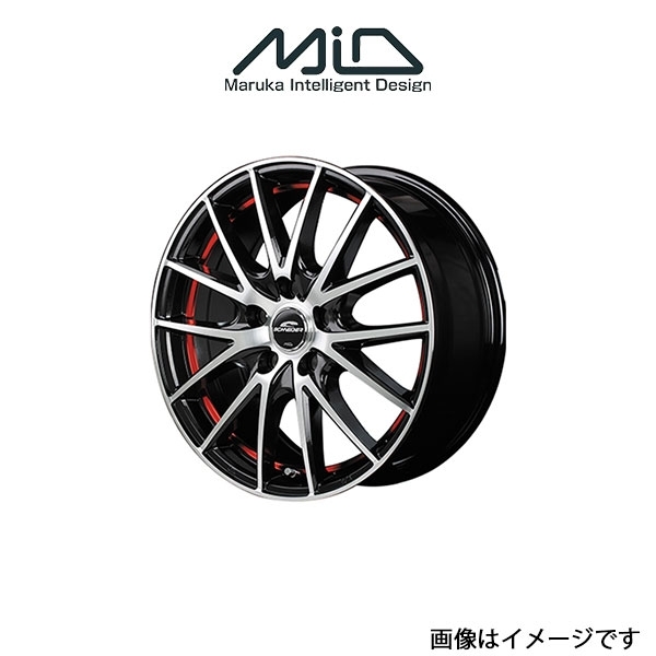 MID シュナイダー RX27 アルミホイール 1本 プリウス 50系(15×6J 5-100 INSET45 ブラックメタリックポリッシュ+レッド)SCHNEIDER_画像1