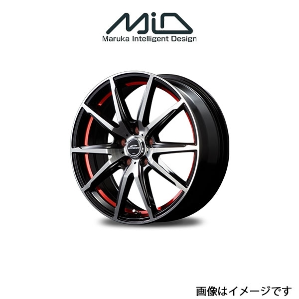 MID シュナイダー RX 02 アルミホイール 1本 マーチNISMO/NISMO S 13系(15×5.5J 4-100 INSET43 ブラックポリッシュ/レッド)SCHNEIDER_画像1