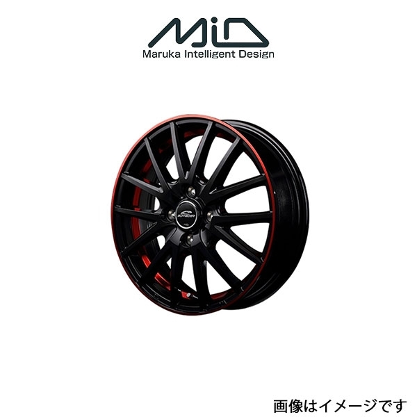 MID シュナイダー RX27 アルミホイール 1本 ライフ JB5/JB6/JB7/JB8(12×4J 4-100 INSET42 ブラック/レッド)SCHNEIDER_画像1