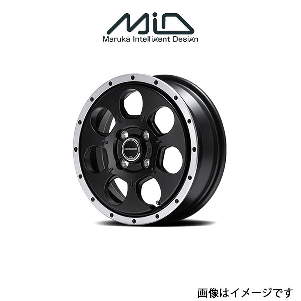 MID ロードマックス WO7 アルミホイール 1本 ワゴンR MH34/MH44(15×4.5J 4-100 INSET45 セミグロスブラック/フランジDC)ROADMAX WO7_画像1