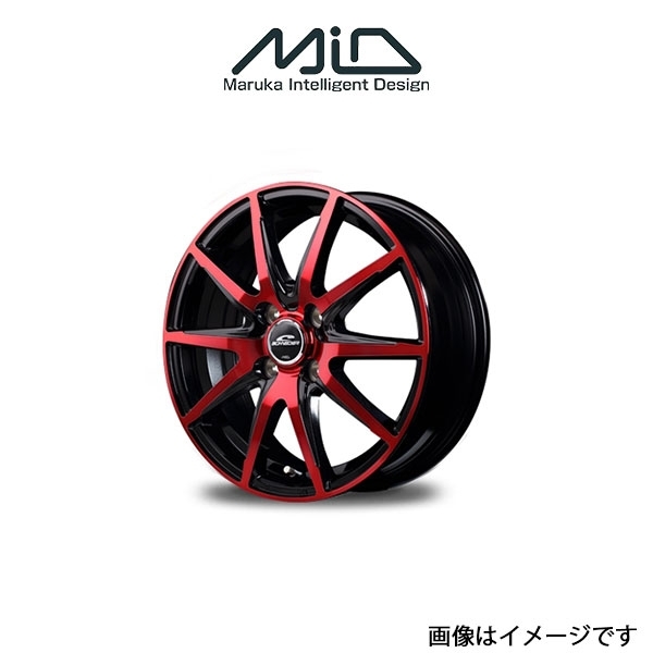 MID シュナイダー DR02 アルミホイール 1本 ワゴンR MH23S(14×4.5J 4-100 INSET45 ブラックポリッシュ+レッドクリア)SCHNEIDER DR 02_画像1