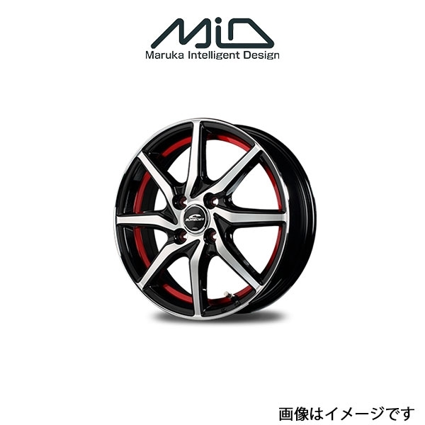 MID シュナイダー RX810 アルミホイール 1本 ハスラー MR52S/MR92S(15×4.5J 4-100 INSET45 ブラックポリッシュ/レッド)SCHNEIDER_画像1