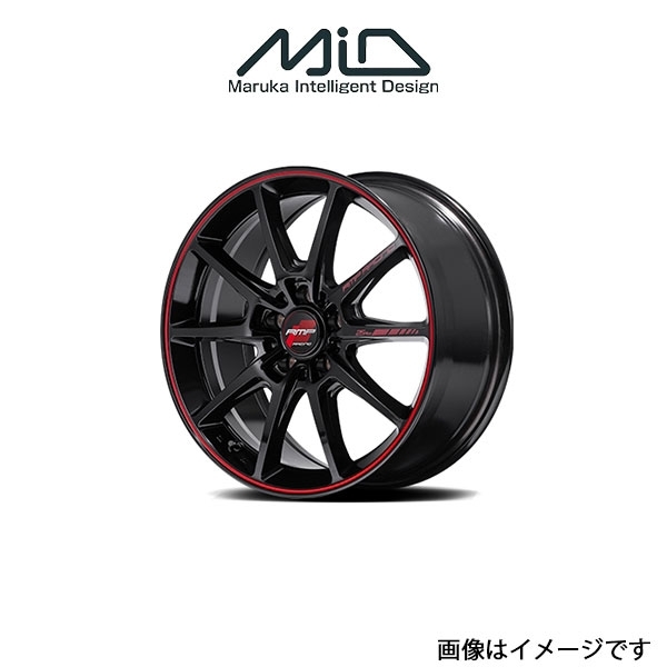 MID RMPレーシング R25PLUS アルミホイール 4本 インプレッサ GT/GK系(17×7J 5-100 INSET48 ブラック/リムレッドライン)RMP RACING_画像1