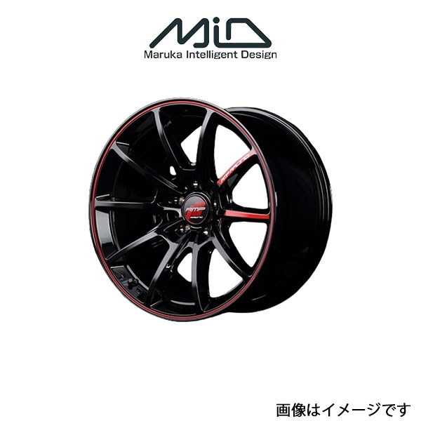 MID RMPレーシング R25 アルミホイール 4本 ラクティス 100系(16×6J 4-100 INSET43 ブラック/リムレッドライン)RMP RACING R25