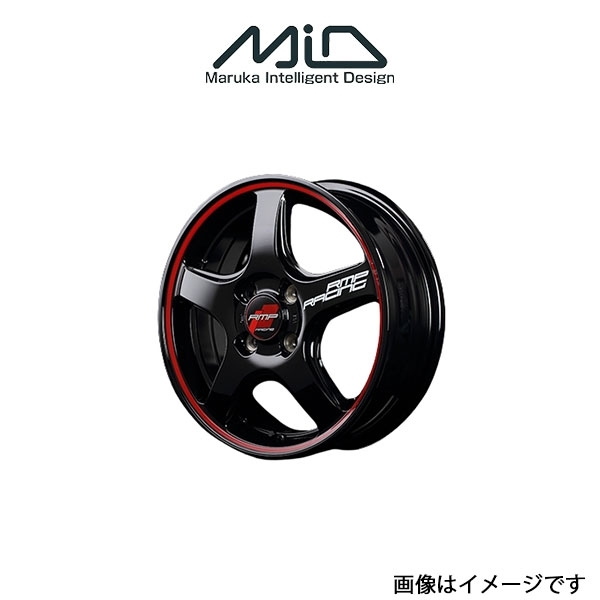 MID RMPレーシング R50 アルミホイール 4本 ノートAUTECH CROSSOVER 13系(16×6J 4-100 INSET43 ブラック/リムレッドライン)RMP RACING R50