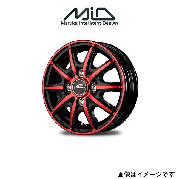 MID シュナイダー RX10-K アルミホイール 4本 ピノ 24系(12×3.5B 4-100 INSET42 ブラックポリッシュ/クリスタルレッドクリア)SCHNEIDER_画像1