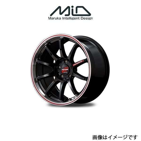 MID RMPレーシング R10 アルミホイール 4本 フィット GK系(16×6J 4-100 INSET50 クリスタルブラック/リムポリッシュ+レッド)RMP RACING