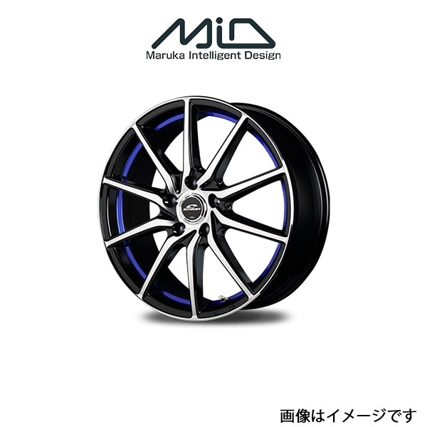 MID シュナイダー RX810 アルミホイール 4本 RX-8 SE3P(17×7J 5-114.3 INSET48 ブラックポリッシュ/アンダーカットブルー)SCHNEIDER RX810_画像1